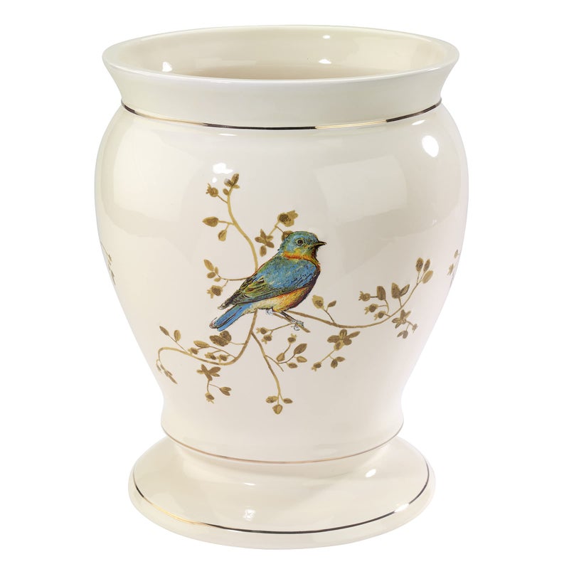 Avanti Linens - Wastebasket, Decorative Trash Can, Nature Inspired Home Decor (Gilded Birds Collection) - Image 1