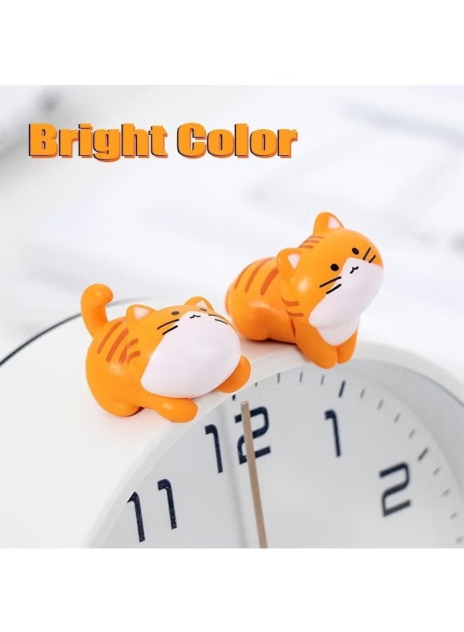 ٨ قطع من إكسسوارات السيارات الصغيرة اللطيفة على شكل قطط، زينة مرحة لمرآة الرؤية الخلفية ولوحة القيادة، زينة سيارة لطيفة، هدية ديكور داخلي، برتقالي - Image 5