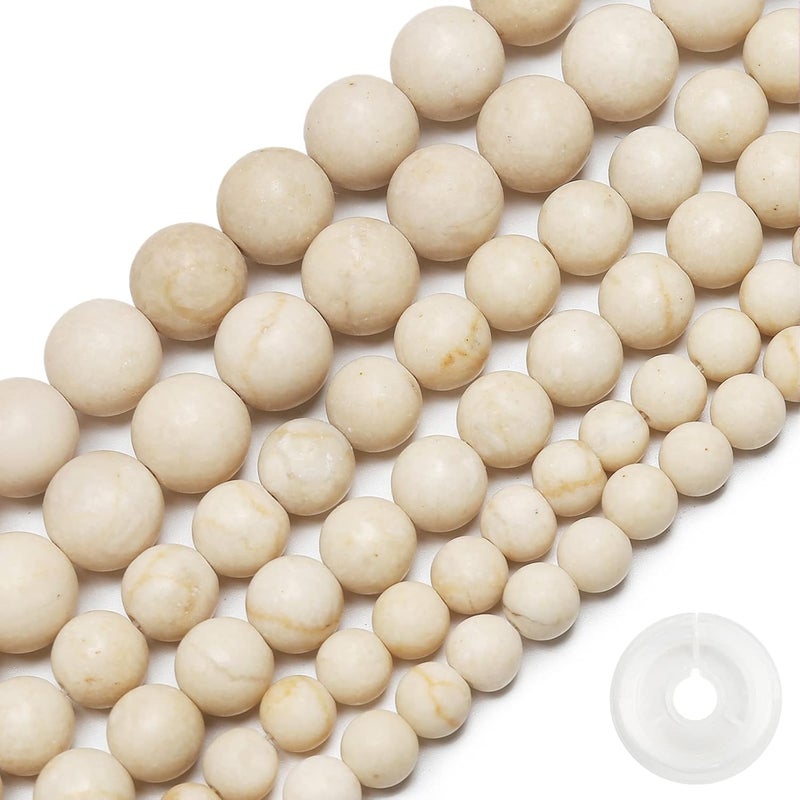 AUREHEN Natural Matte Fossil Jasper Beads, 10MM Round Frosted Unpolished Loose Gemstone Beads for Bracelet Necklace Jewelry Making, Energy Stone Healing Power with Stretch Beading Cord - Image 1