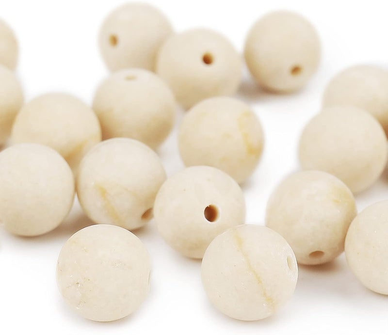 AUREHEN Natural Matte Fossil Jasper Beads, 10MM Round Frosted Unpolished Loose Gemstone Beads for Bracelet Necklace Jewelry Making, Energy Stone Healing Power with Stretch Beading Cord - Image 5