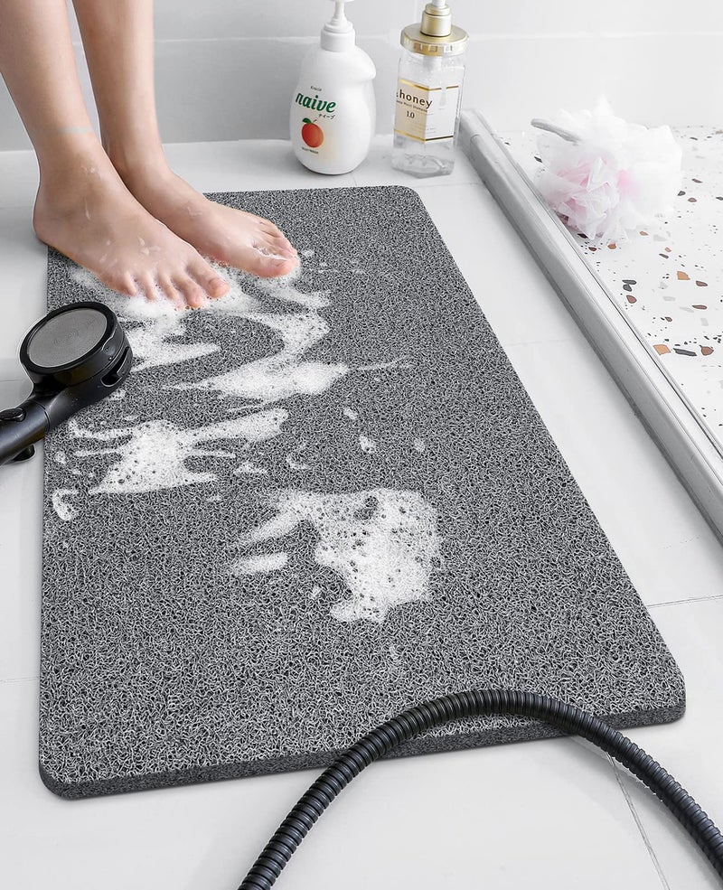 OTHWAY OTHWAY Shower Mat Non Slip Without Suction Cups Quick Drying Bathtub Mat Non Slip for Shower Bathroom PVC Loofah Shower Mat for Wet Areas Grey