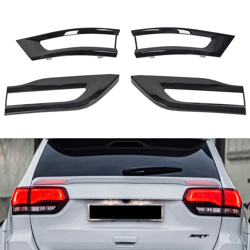 sportuli Gloss Black Tail Light Trim Bezel Kit Replacement for 2014-2021 Jeep Grand Cherokee - Image 1