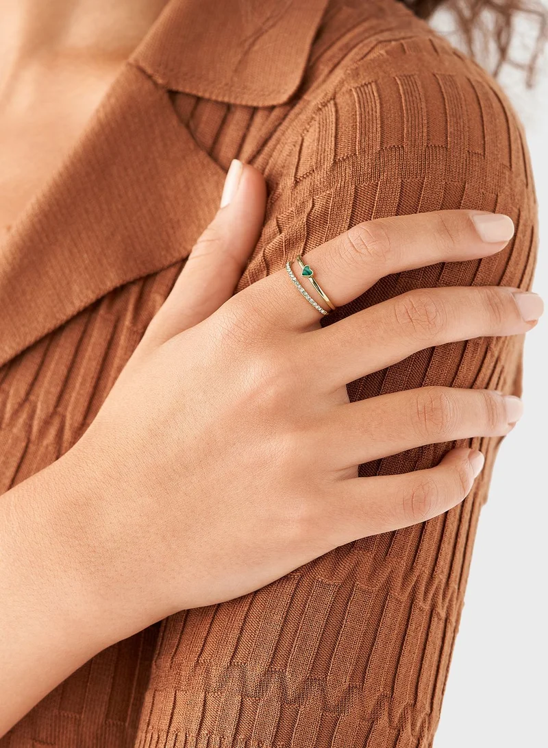 فوسيل خاتم مزين بقلب واحجار لامعة