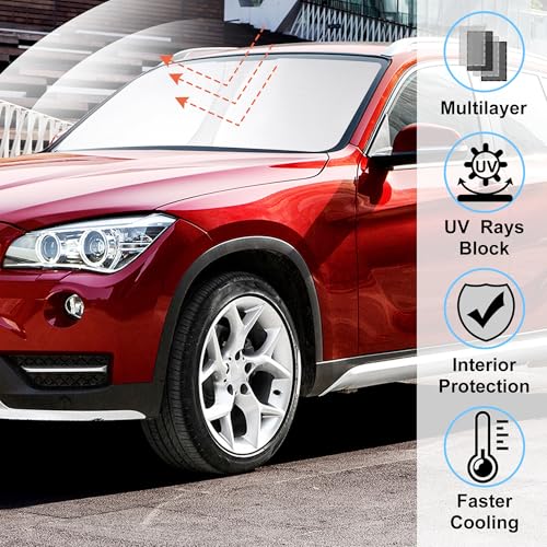 LHFLIVE Windshield Sun Shade Custom Fit for 2024 2025 Mazda CX90 CX-90 Accessories Foldable Sunshade Sun Blocker Protect Car from Sun Rays & Heat Damage Keep Car Cooler - Image 2