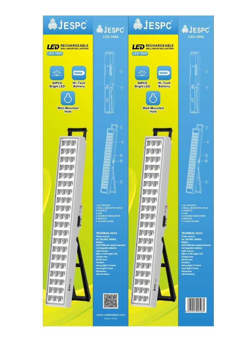 Jespc LED-3500 Rechargeable Lantern ,White -1Pcs