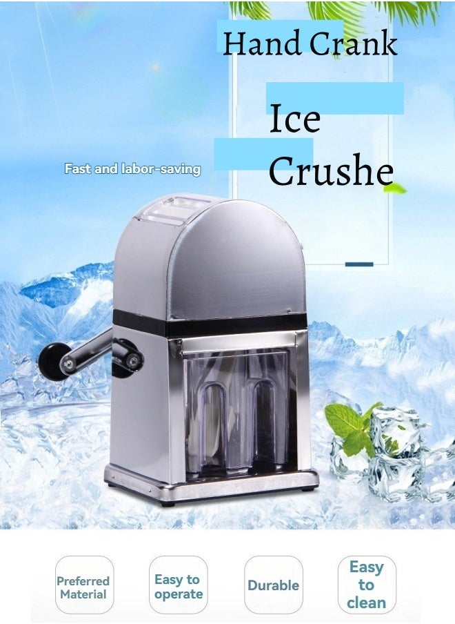 M MIAOYAN Stainless steel household hand-cranked ice crusher manual shaved ice machine mini small smoothie machine  - Image 1