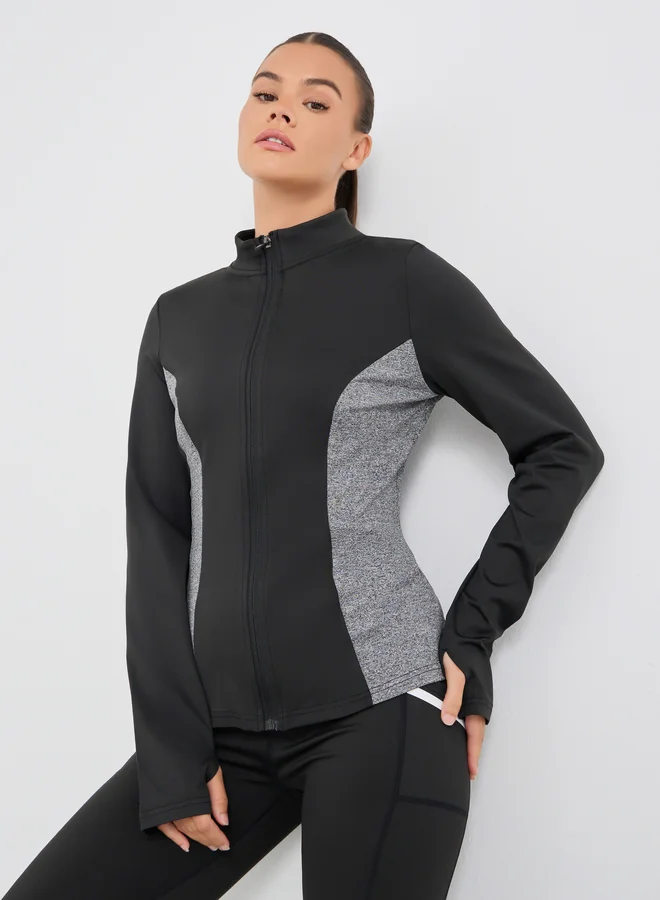 Styli Styli Color Block Back Reflective Detail Full Zip Jacket