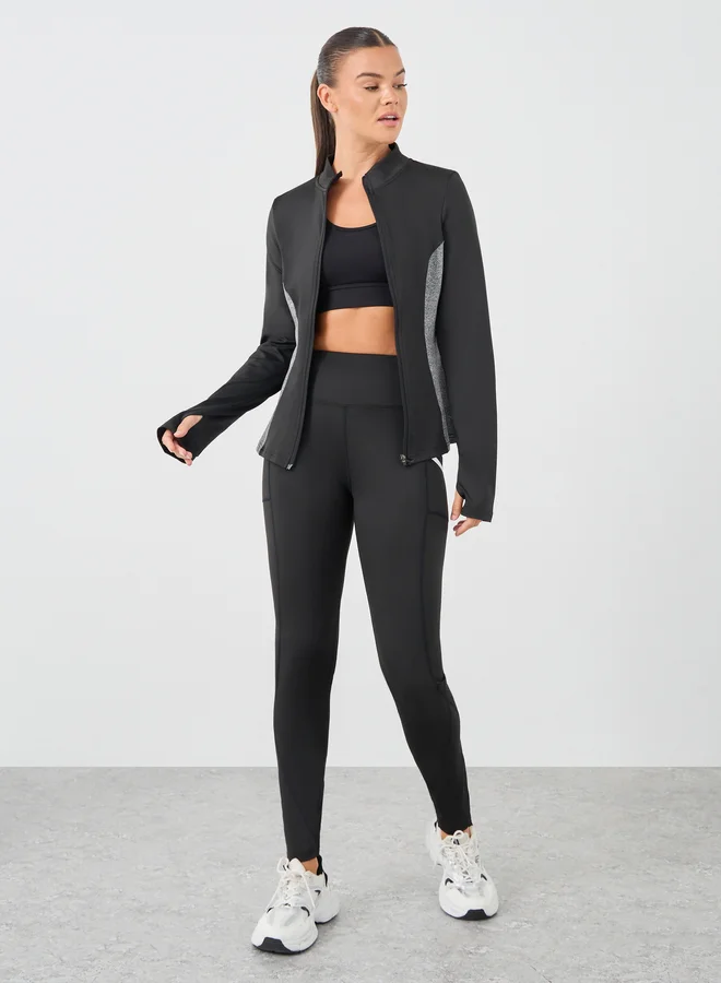 Styli Styli Color Block Back Reflective Detail Full Zip Jacket