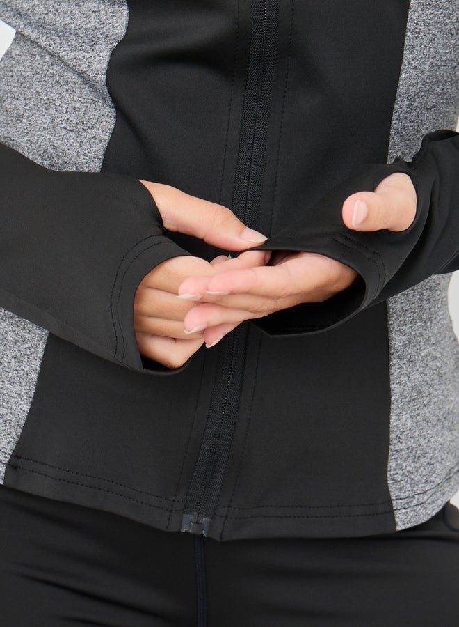 ستايلي اكتيف سترة بسحاب كامل مع تفاصيل عاكسة وألوان متضاربة - Image 4