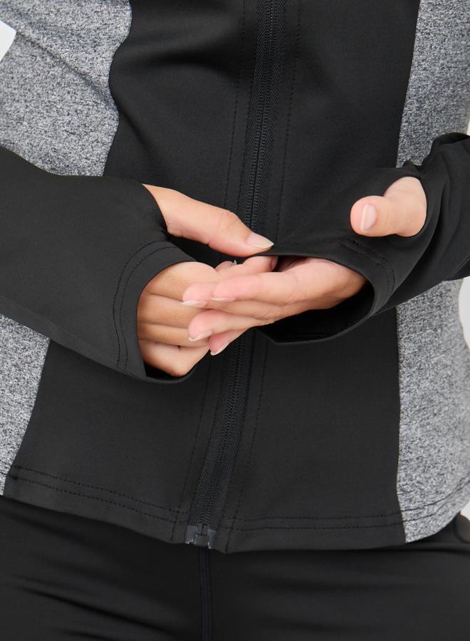 ستايلي اكتيف سترة بسحاب كامل مع تفاصيل عاكسة وألوان متضاربة - Image 4