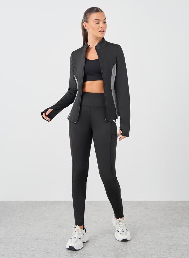 ستايلي اكتيف سترة بسحاب كامل مع تفاصيل عاكسة وألوان متضاربة - Image 2