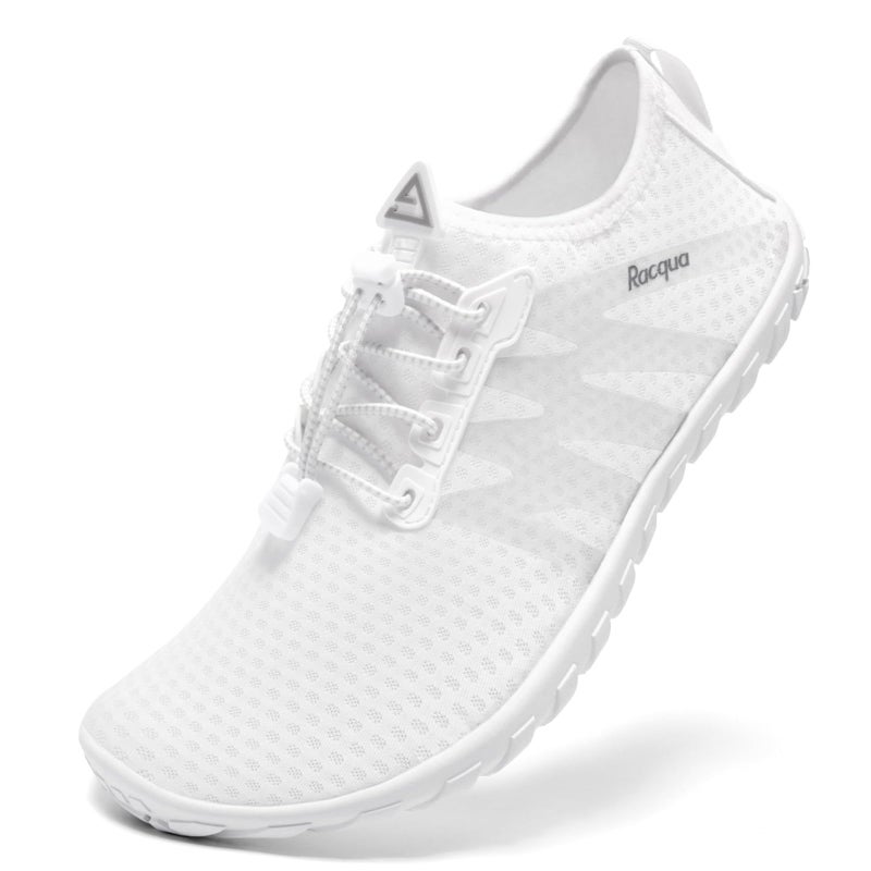 Racqua Womens Water Shoes Quick Dry Barefoot Beach Swim Shoes Lightweight Surfing Diving Kayaking Yoga Sports Aqua Shoes White 6.5 Women/5.5 Men - Image 1