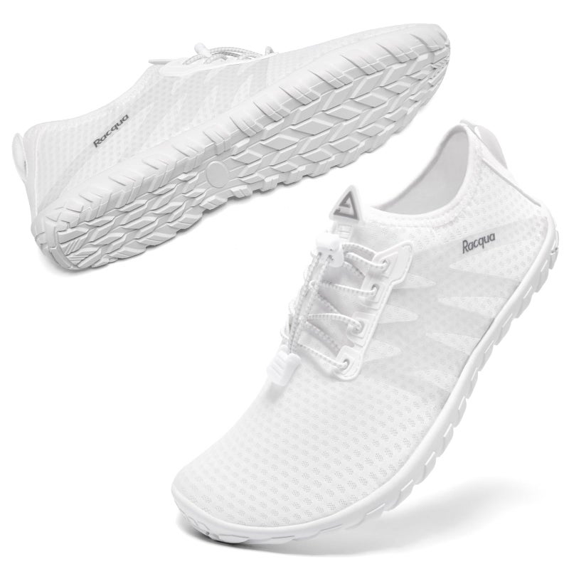 Racqua Womens Water Shoes Quick Dry Barefoot Beach Swim Shoes Lightweight Surfing Diving Kayaking Yoga Sports Aqua Shoes White 6.5 Women/5.5 Men - Image 3