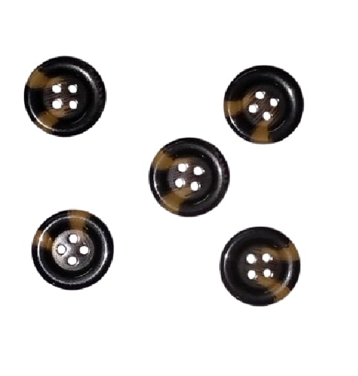 Bhavya Enterprises Bhavya Enterprises Rod Buttons 4 Holes Round Shape Buttons for Sewing Craft and Embroidery Black Brown Pack of 50  - Image 1