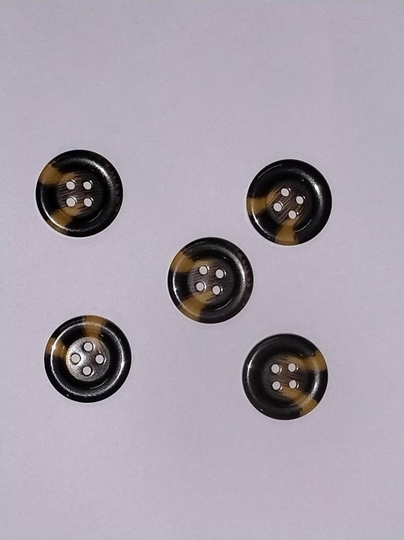 Bhavya Enterprises Bhavya Enterprises Rod Buttons 4 Holes Round Shape Buttons for Sewing Craft and Embroidery Black Brown Pack of 50  - Image 3