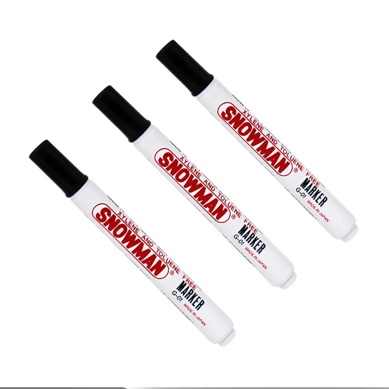 G.FIDEL Permanent Markers - Black, Pack of 3 | Waterproof, Quick-Drying, Refillable, Chisel Tip for Multi-Surface Use (Paper, Plastic, Metal, Glass, Wood) | Ideal for Home, Office & School - Image 1