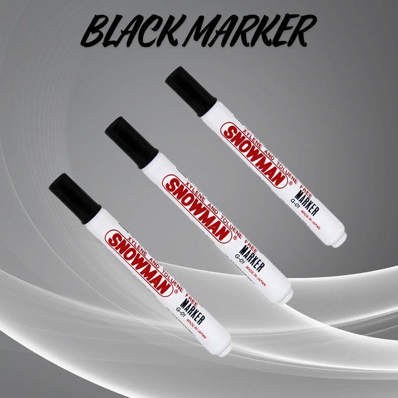 G.FIDEL Permanent Markers - Black, Pack of 3 | Waterproof, Quick-Drying, Refillable, Chisel Tip for Multi-Surface Use (Paper, Plastic, Metal, Glass, Wood) | Ideal for Home, Office & School - Image 5