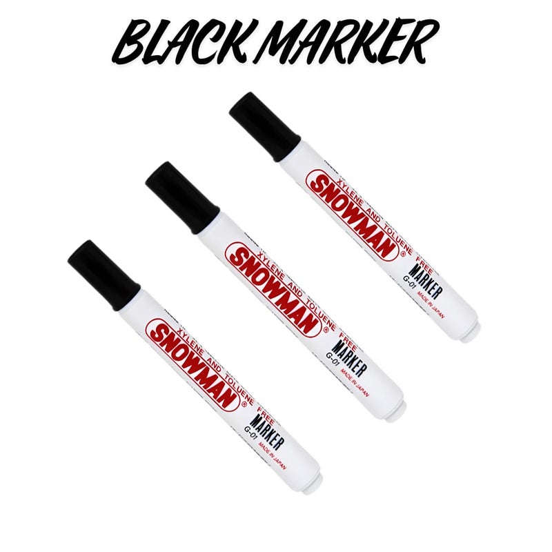 G.FIDEL Permanent Markers - Black, Pack of 3 | Waterproof, Quick-Drying, Refillable, Chisel Tip for Multi-Surface Use (Paper, Plastic, Metal, Glass, Wood) | Ideal for Home, Office & School - Image 2