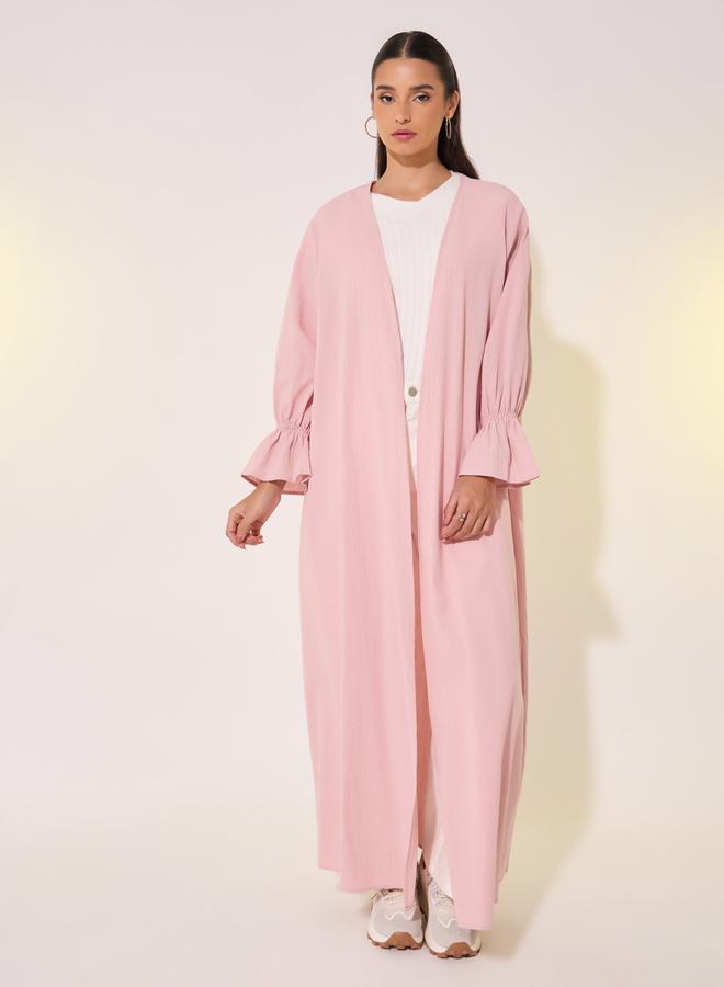 Take Two Flounce Sleeve Cuff Solid Kimono  - Image 1