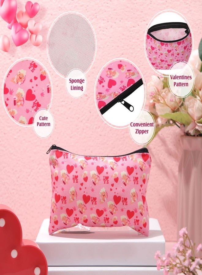 Reginary 14 Pieces Makeup Bags Double Sided Printed Toiletry Bag for Women Girls Engagement Wedding Red Heart Cosmetic Galentines Multifunctional Polyester with Zipper - Image 2