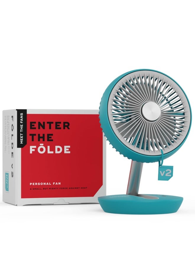 NUUK Folde V2 Personal Rechargeable Fan For Travel|Folds 180° & Fits In Any Bag|Cordless,7-Inch|16 Hr Run Time,4 Wind Speeds|Super Silent BLDC Motor|For Hiking,Picnics,Beach,Camping - Image 1