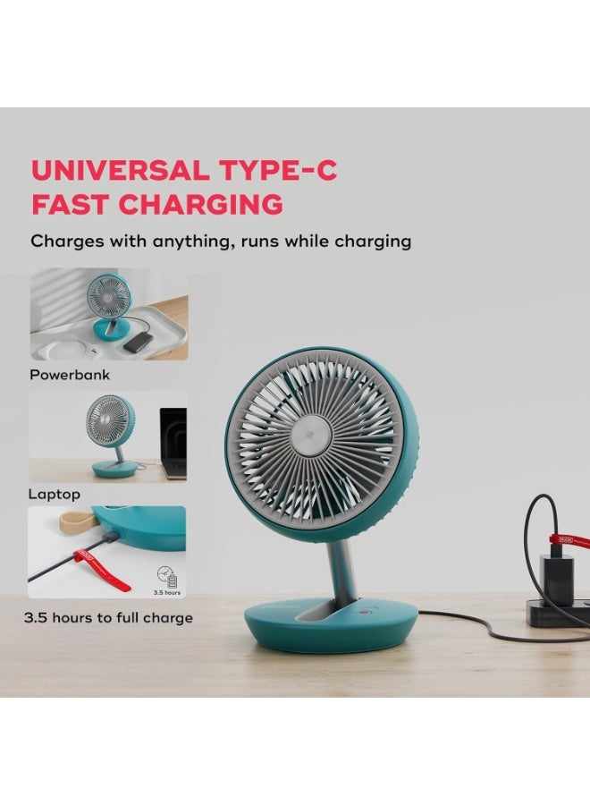 NUUK Folde V2 Personal Rechargeable Fan For Travel|Folds 180° & Fits In Any Bag|Cordless,7-Inch|16 Hr Run Time,4 Wind Speeds|Super Silent BLDC Motor|For Hiking,Picnics,Beach,Camping - Image 2