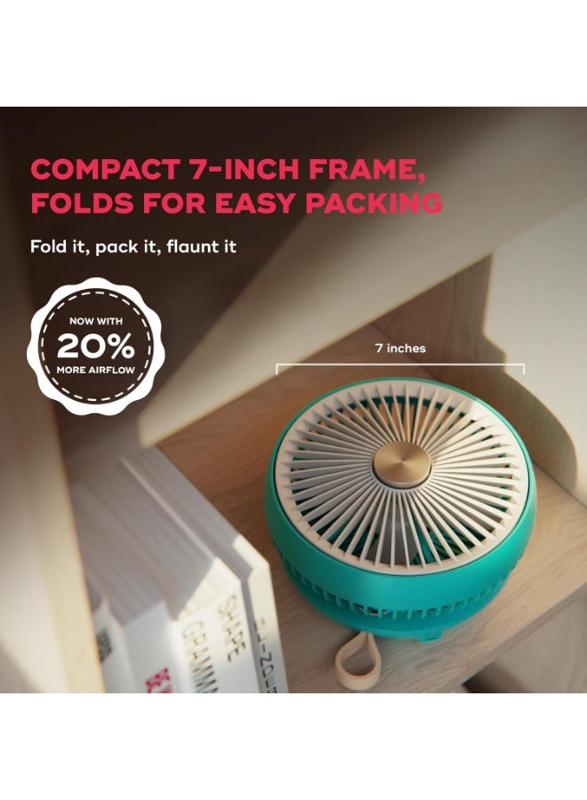 NUUK Folde V2 Personal Rechargeable Fan For Travel|Folds 180° & Fits In Any Bag|Cordless,7-Inch|16 Hr Run Time,4 Wind Speeds|Super Silent BLDC Motor|For Hiking,Picnics,Beach,Camping - Image 3