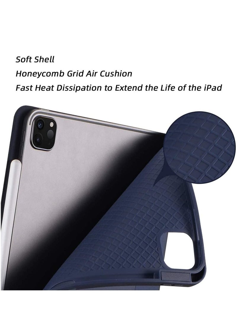 iPad Pro 11 Inch 2021(3rd Gen)/2020(2nd Gen) with Pencil Holder [Support iPad 2nd Pencil Charging/Pair] Slim Trifold Stand, Smart Protective Case Cover (Navy Blue) - Image 3