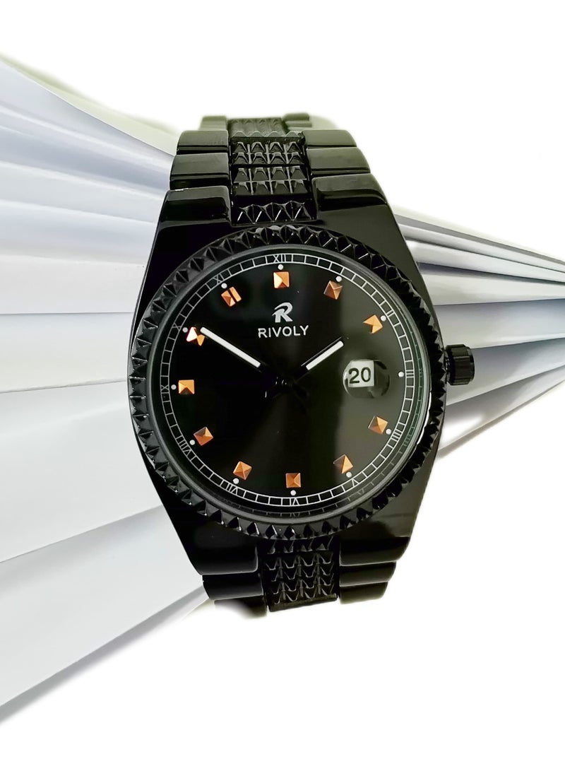 ريفولي طقم رجالي من الستانلس ستيل مكون من ساعة وسبحة وقلم وازرار اكمام القمصان - Image 2