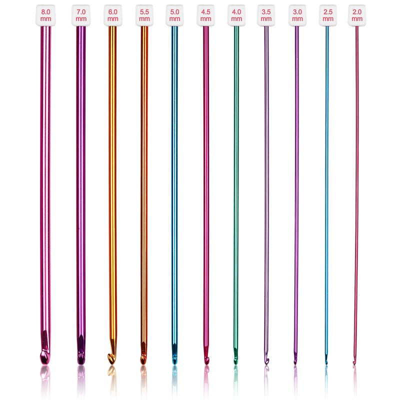 Coopay Long Crochet Hook Set 11pcs Tunisian Multicolor Afghan Crochet Needles for Crocheting 2mmB8mmL Great Knitting  Crochet Supplies Tool for Beginner Crocheter  Knitter