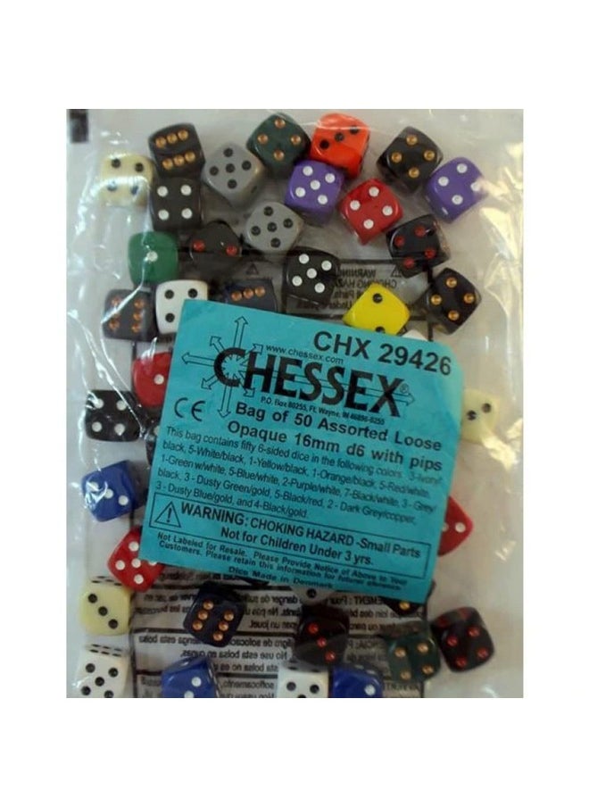 Chessex Manufacturing d6Bag16mmOP w/pips (50)  - Image 1