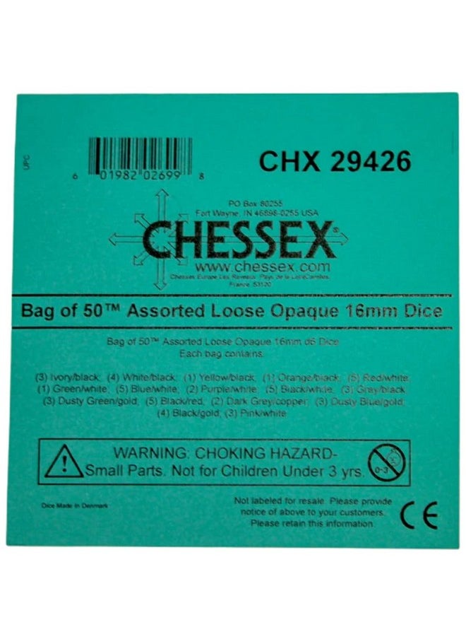 Chessex Manufacturing d6Bag16mmOP w/pips (50)  - Image 2
