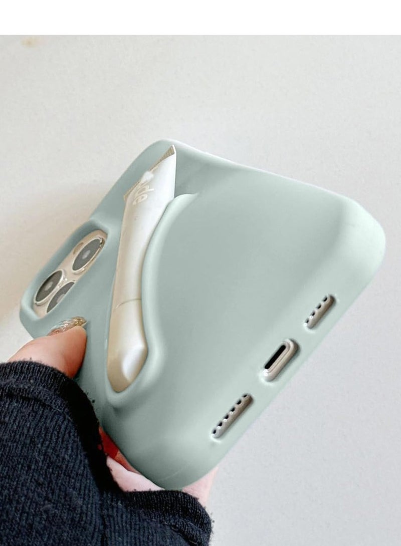 Techie غطاء خلفي من السيليكون السائل مع حامل مرطب الشفاه لهاتف Apple iPhone 15 Pro Max - أخضر عصاري - Image 5