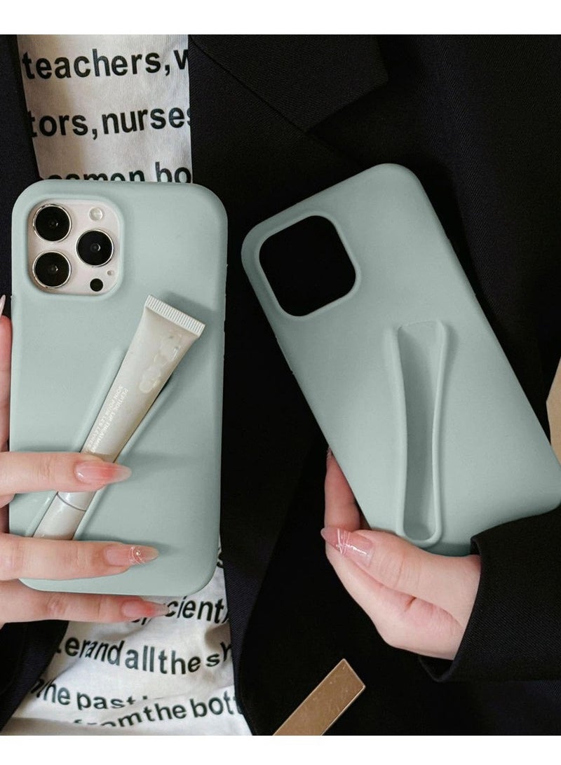 Techie غطاء خلفي من السيليكون السائل مع حامل مرطب الشفاه لهاتف Apple iPhone 15 Pro Max - أخضر عصاري - Image 2