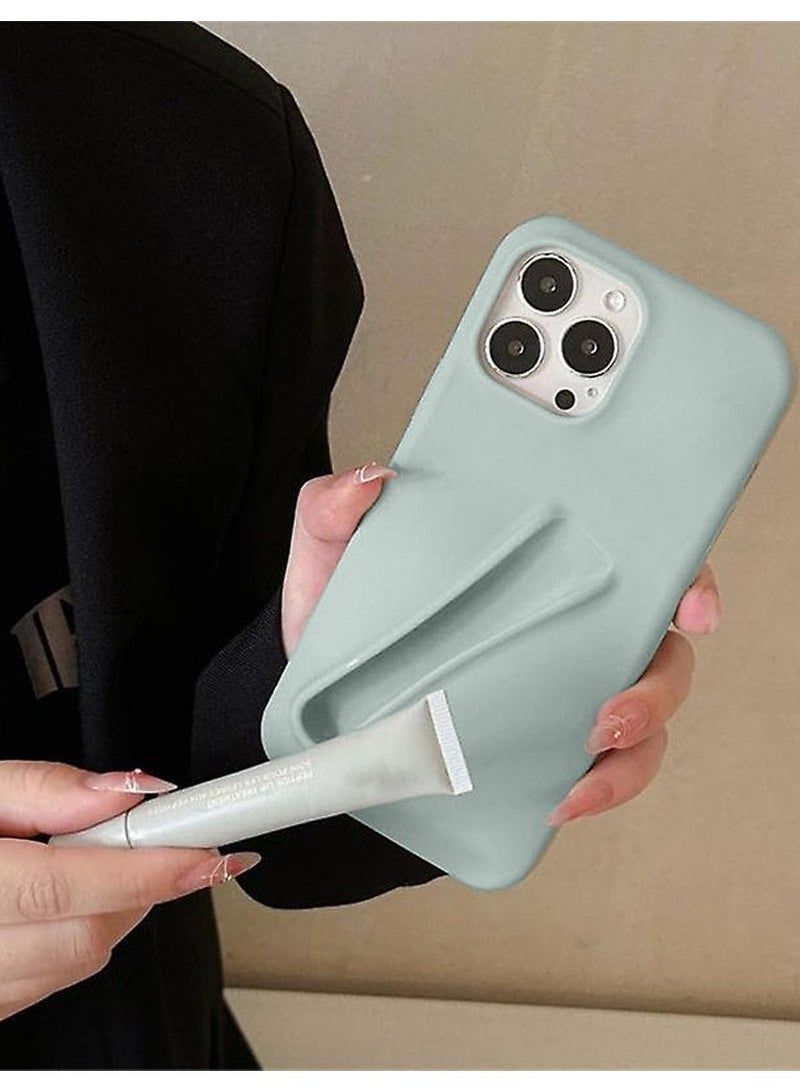 Techie غطاء خلفي من السيليكون السائل مع حامل مرطب الشفاه لهاتف Apple iPhone 15 Pro Max - أخضر عصاري - Image 3