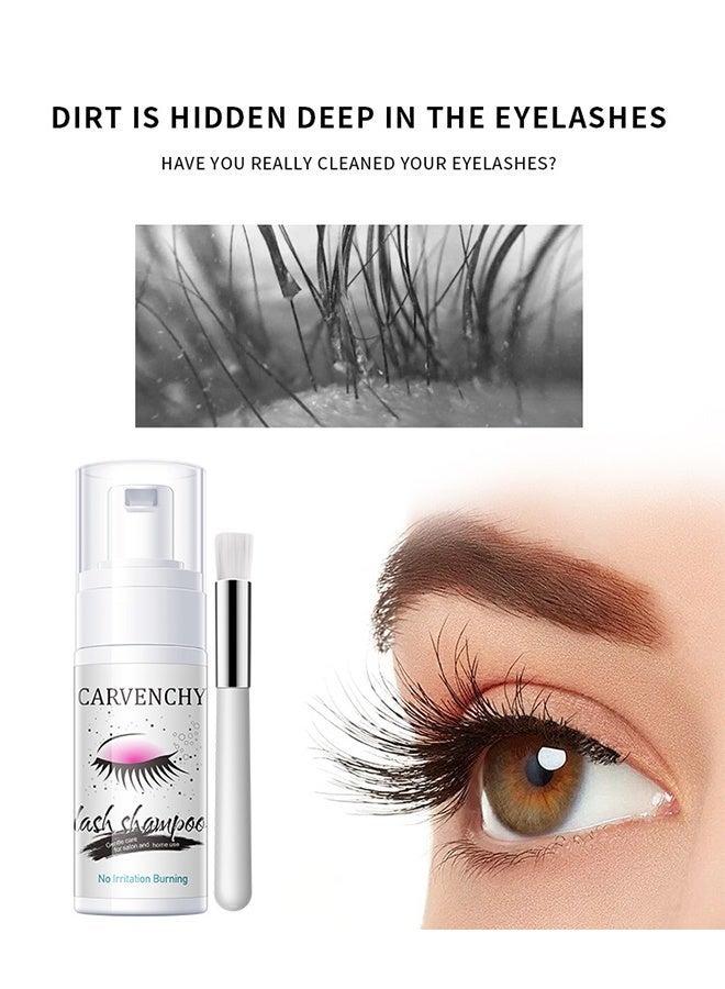 CARVENCHY Lash Shampoo，Eyelash Extension Shampoo, Remove Makeup Residue & Mascara, Gentle Deep Cleansing and No Irritating or Burning for Eyelash Extension Foam - Perfect for Salon Use and Home Care (50ML) - Image 3