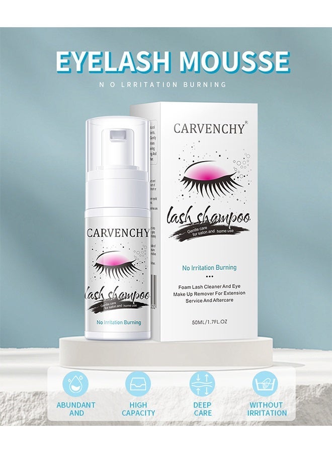 CARVENCHY Lash Shampoo，Eyelash Extension Shampoo, Remove Makeup Residue & Mascara, Gentle Deep Cleansing and No Irritating or Burning for Eyelash Extension Foam - Perfect for Salon Use and Home Care (50ML) - Image 2