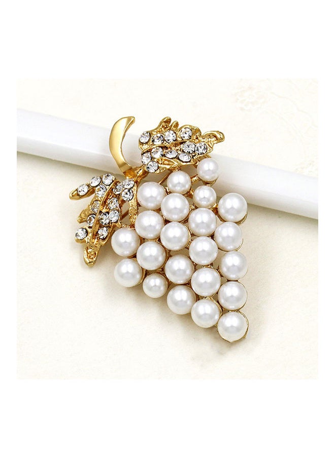 NIBEMINENT - Grape Shape Faux Pearl Rhinestone Inlaid Women Brooch Pin Collar Lapel Badge - Image 1