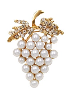Grape Shape Faux Pearl Rhinestone Inlaid Women Brooch Pin Collar Lapel Badge