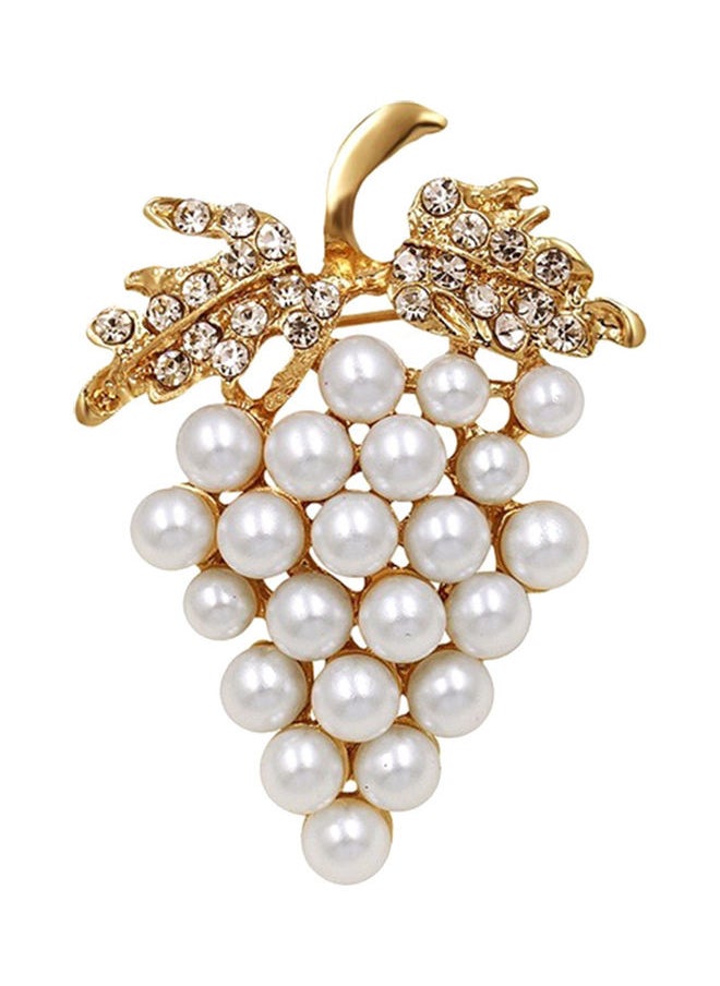 NIBEMINENT - Grape Shape Faux Pearl Rhinestone Inlaid Women Brooch Pin Collar Lapel Badge - Image 1