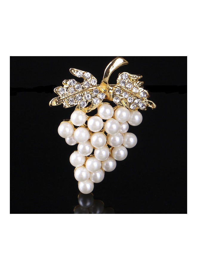 NIBEMINENT - Grape Shape Faux Pearl Rhinestone Inlaid Women Brooch Pin Collar Lapel Badge - Image 1