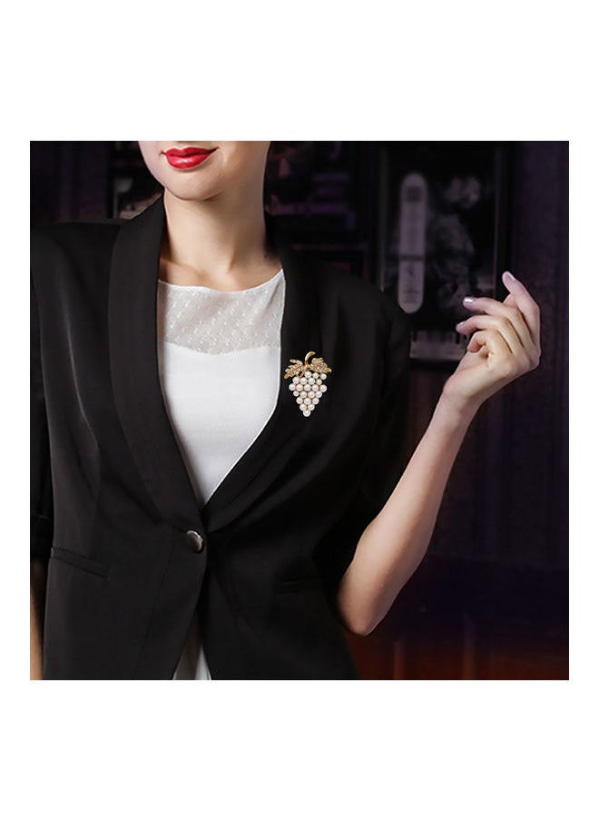 NIBEMINENT - Grape Shape Faux Pearl Rhinestone Inlaid Women Brooch Pin Collar Lapel Badge - Image 1