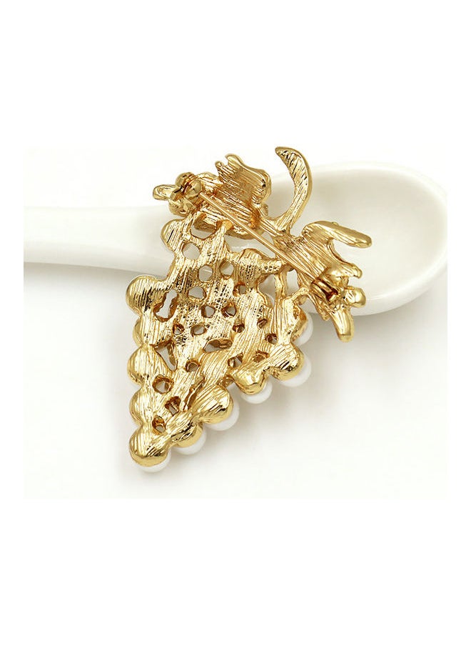 NIBEMINENT - Grape Shape Faux Pearl Rhinestone Inlaid Women Brooch Pin Collar Lapel Badge - Image 1