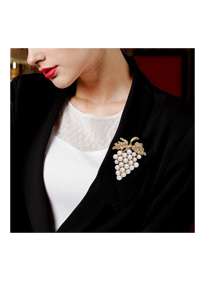 NIBEMINENT - Grape Shape Faux Pearl Rhinestone Inlaid Women Brooch Pin Collar Lapel Badge - Image 1