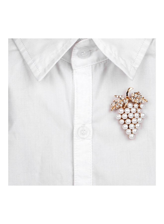 NIBEMINENT - Grape Shape Faux Pearl Rhinestone Inlaid Women Brooch Pin Collar Lapel Badge - Image 1