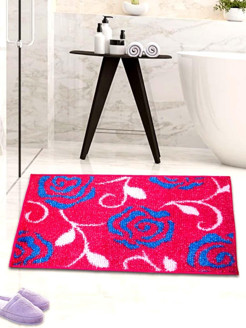 Athom Trendz Athom Living Polyester Blend Soft Anti Slip Designer Bath Mat (Pink, 38X58 cm, Standard) - Image 1