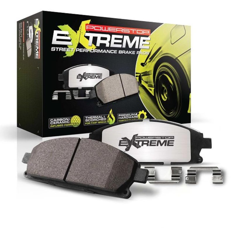 Power Stop Z261474A Front CarbonFiber Ceramic Brake Pads For Cadilac CT6 CTS ELR  Chevy Camaro Corvette SS  Tesla S X Application Specific