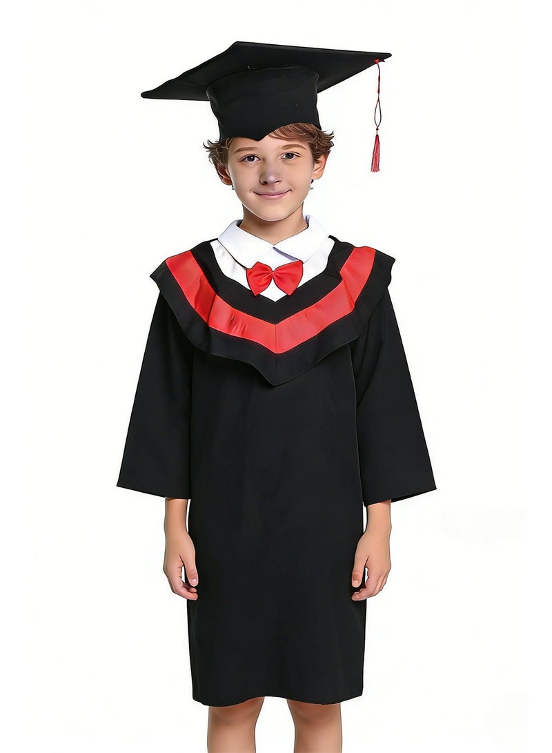 Halamodo Kids Graduation Gown Set, Children's Graduation Robe with Cap & Bow Tie, Kindergarten/Elementary School Graduation Outfit, Bachelor/Master Style Graduation Costume for 6-9 Years Old Kids - Image 1