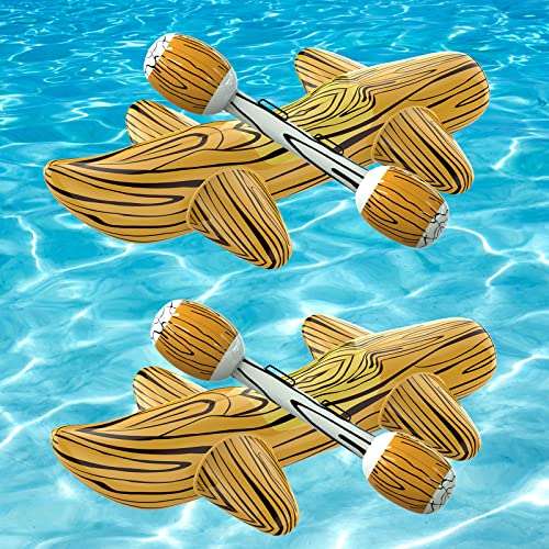 Voiiake 2025 New Version Patented 4Pcs Pool Floats Inflatable Raft Pool Toys for Kids Ages 6812 Battle Log Rafts Water Toys Kids Swimming Pool Game Pool Party Outdoor for Family Style001 - Image 1