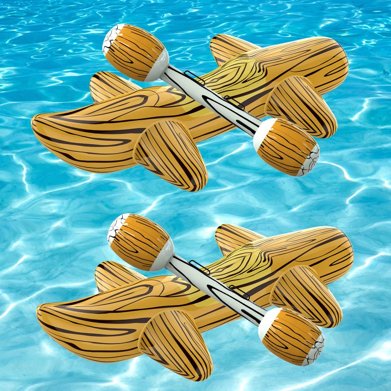 Voiiake 2025 New Version Patented 4Pcs Pool Floats Inflatable Raft Pool Toys for Kids Ages 6812 Battle Log Rafts Water Toys Kids Swimming Pool Game Pool Party Outdoor for Family Style001 - Image 2